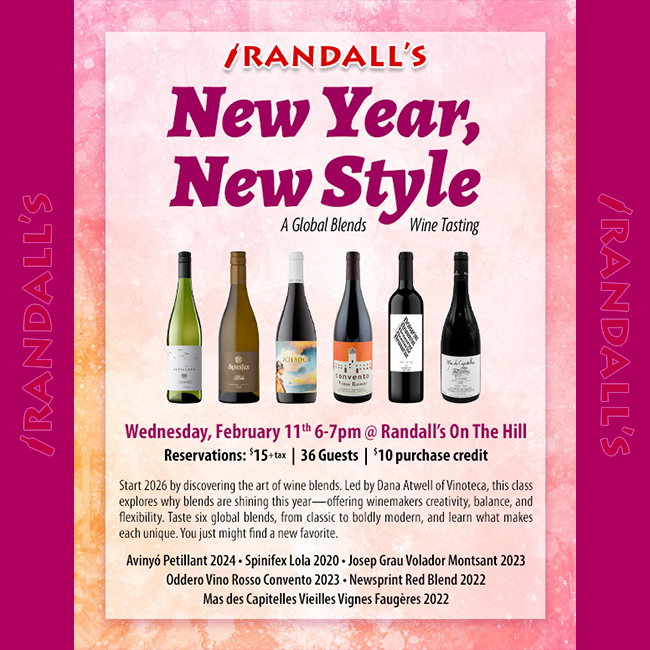 🚨 LAST CALL! 🚨
New Year, New Style: A Global Blends Wine Tasting
📅 Wednesday, February 11th 6-7pm
📍 Randall's On The Hill
🍷 Hosted by Dana Atwell of <a href="/Vinoteca_MO/">V I N O T E C A</a>
🔗 bit.ly/4qZ4A1k
