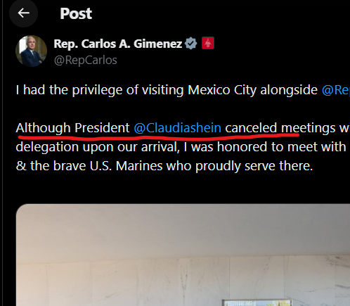 PamphletsY's tweet photo. 🚨 BREAKING — Trump’s Mexico Ambassador Botches Diplomatic Protocol, blames Sheinbaum on X. https://t.co/qYH7kX6tzL