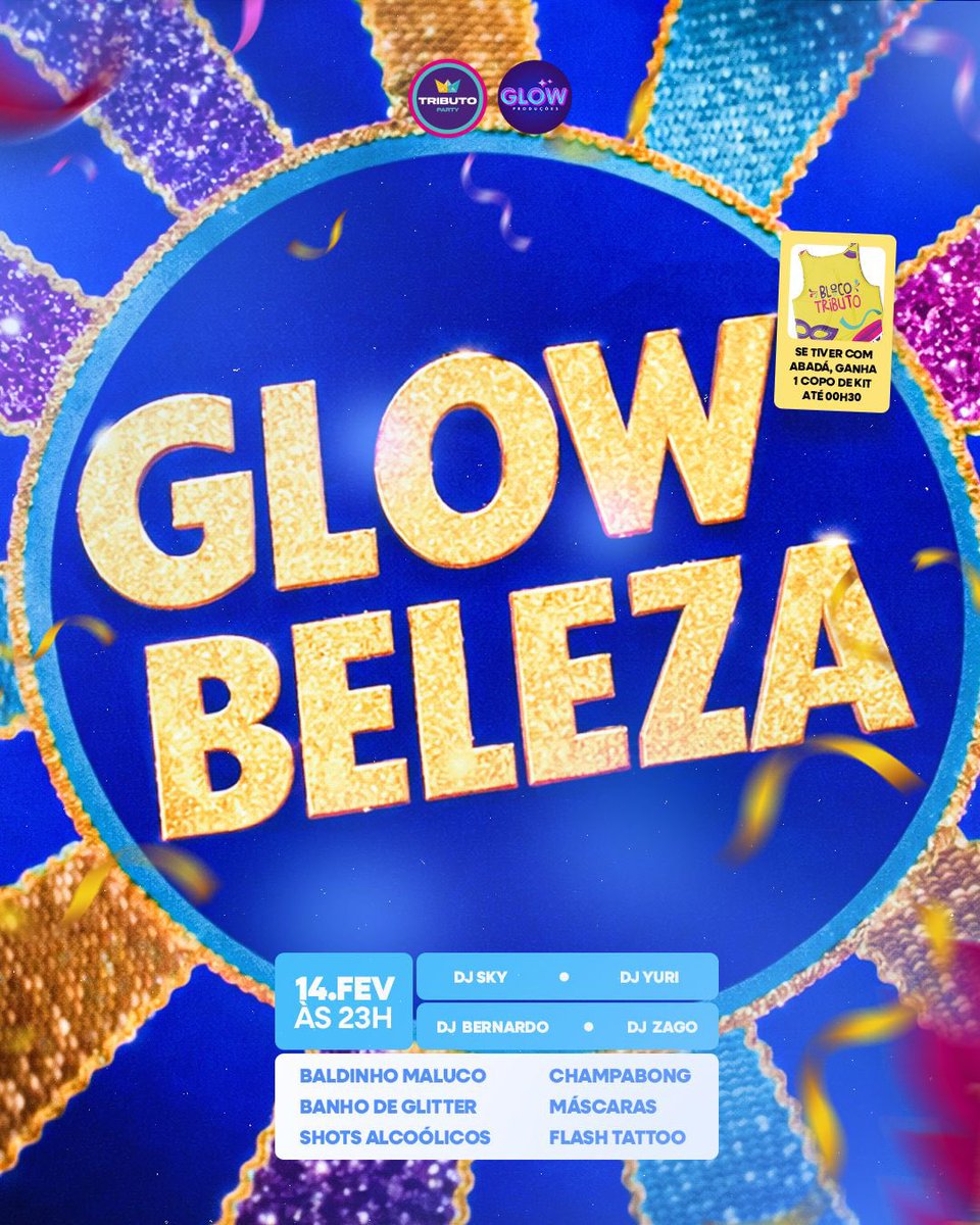 tributoparty's tweet photo. 🎉 AGENDA DE CARNAVAL NO AR, VEM QUE TÁ DEMAIS:

- Quarta tem Folia de Quarta;
- Sexta tem a #TBT2016 ;
- Sábado tem a @glow_producoes com a Glowbeleza;
- Domingo tem a Rainha do Carnaval: Matinê Ivete Sangalo;
- Segunda é dia da MORTAH; https://t.co/tRjzlv9GDG