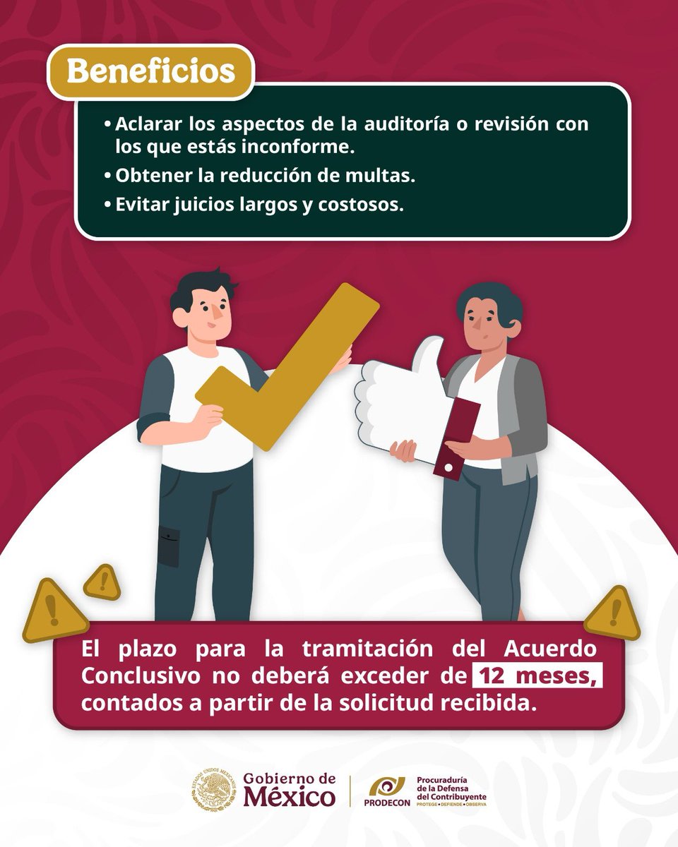 ¿Sabes qué es un Acuerdo Conclusivo?🤔📄

Si quieres conocer sobre este tema, ¡acércate a #PRODECON!✅

📩 Escríbenos ➡️ atencionalcontribuyente@prodecon.gob.mx
☎️Llámanos ➡️
CDMX: 55 1205 9000
Interior de la República: 800 611 0190
CABI: Marca al 079, opciones 4 y 5
📱Chatea en