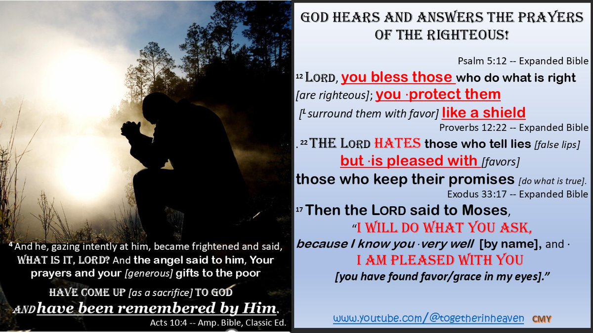 talkingtruth's tweet image. SUNDAY MESSAGE: [posted Monday]

ALL THROUGH SCRIPTURE, WE READ OF PRAYERS BEING HEARD, AND ANSWERED!

We are also ‘reminded’ throughout scripture, that God heeds the prayers of ‘The Righteous’… those that live obedient lives. Those who seek to please God…BELIEVE ON HIS WORD!