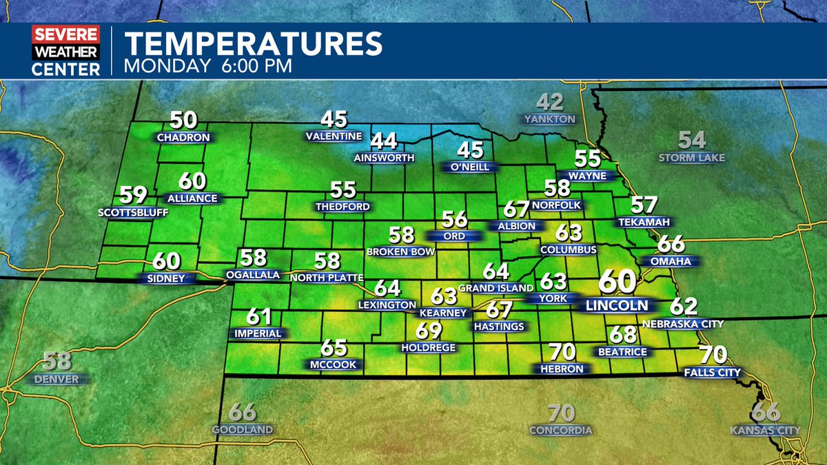 Here's a look at your 6 PM temperatures!
