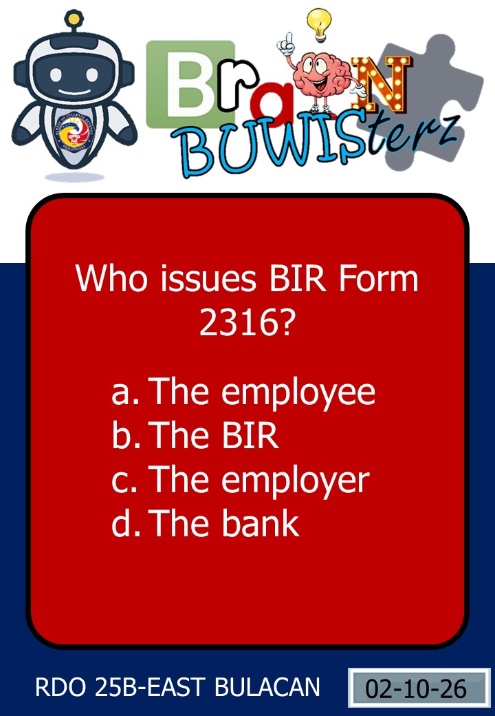 birgovph_rdo25b's tweet photo. It's Brain BUWISterz time! 

Multiple Choice!

Comment down the correct answer to the question below and get a chance to win P100 GCash or Mobile Load! 2 winners will be chosen at the end of the day!  

Don't forget to like, follow and share!

#rdo25b 
#rdo25bBrainBUWISterz https://t.co/bVpx9ZPCNK