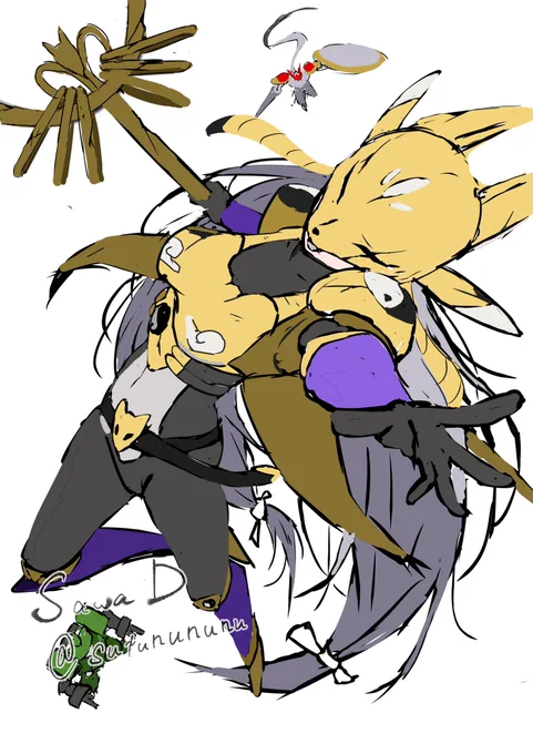 WIP Sakuyamon 朝のお絵描き、サクヤモン #digimon #デジモン