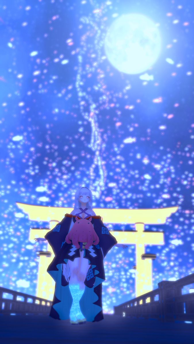 Tsukuyomi looks truly dazzling tonight..
#VRChat #CosmicPrincessKaguya #VRChatPhotos