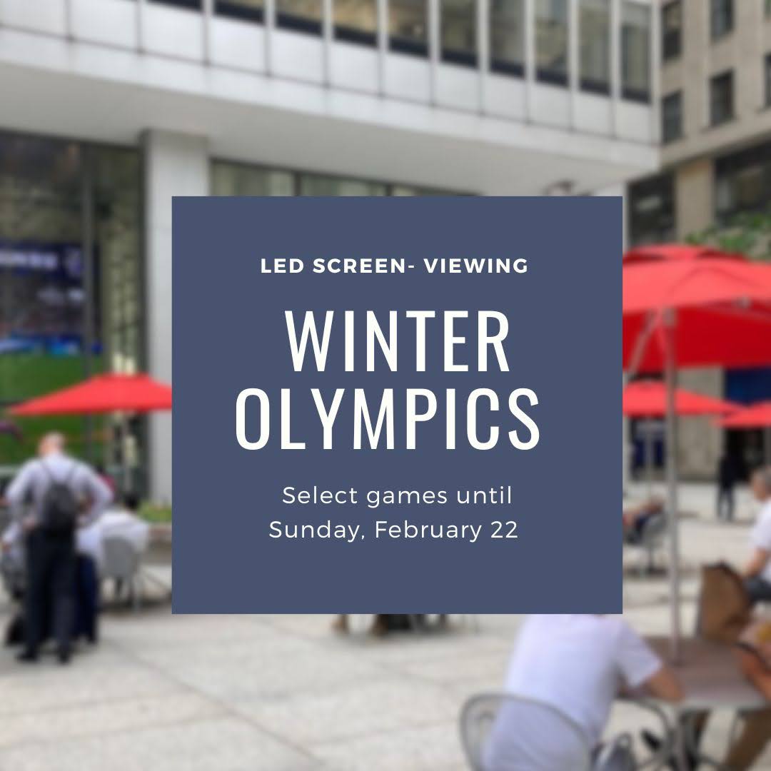 The Winter Olympics are back! Enjoy live, select coverage on the LED screens at Fosun Plaza and watch inspiring performances from the world’s top athletes throughout the Games.

#SelectCoverage #28Liberty #FiDi #DowntownNYC #LowerManhattan #WinterOlympics #NYCEvents #PublicSpace