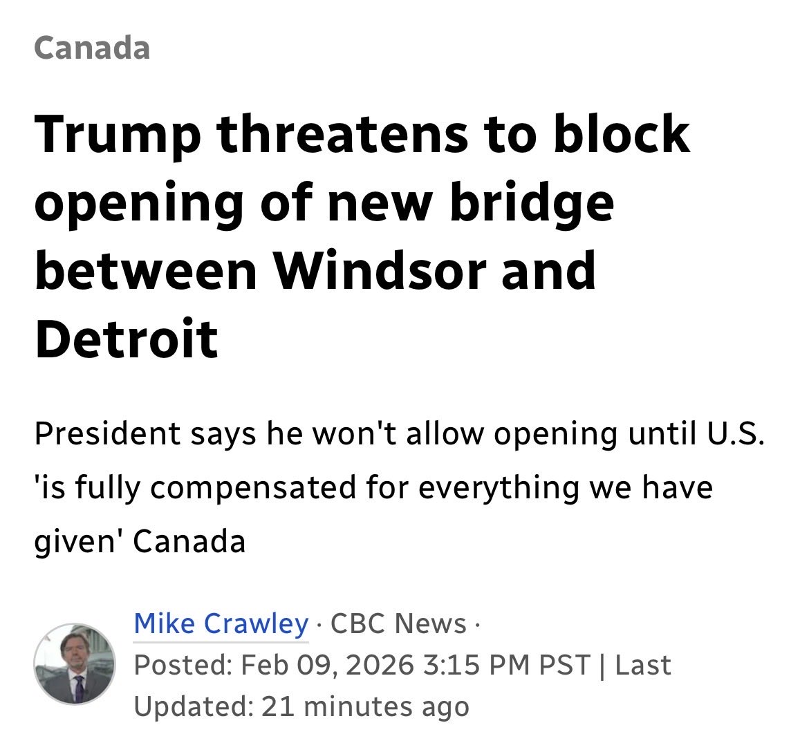 Replace ‘Trump’ with First Nations, and ‘bridge’ with any significant development that will benefit Canadians, and you have exactly the same thing, yet people will react with hate towards one and acceptance of the other.
