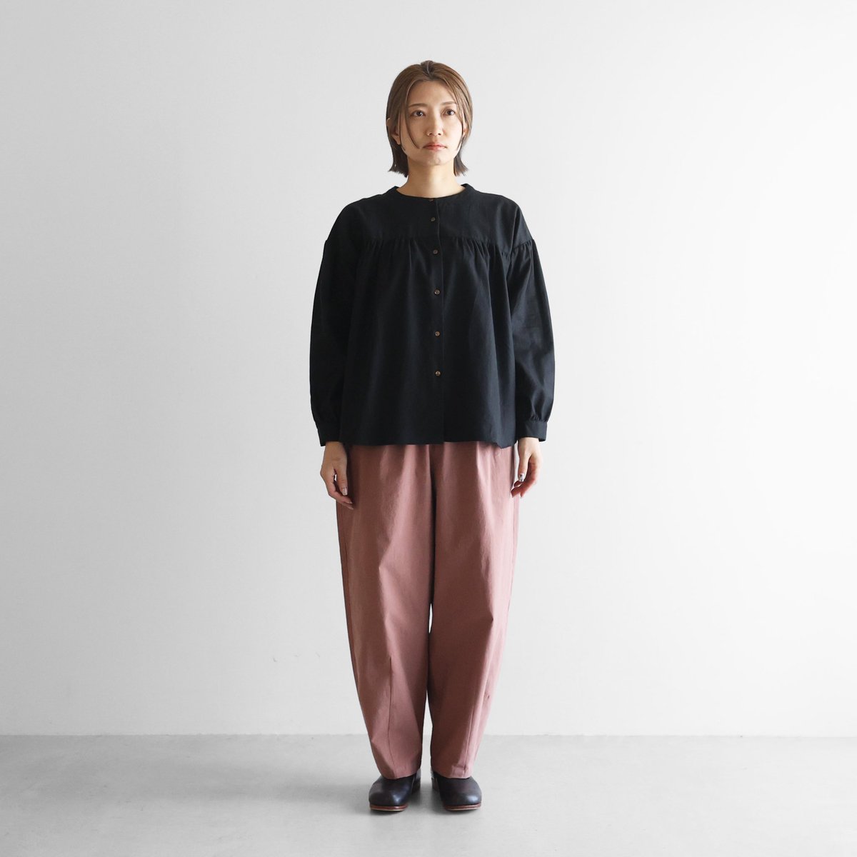 バフクロスバルーンパンツロング(ピンク) 低速のシャトル織機で織られ