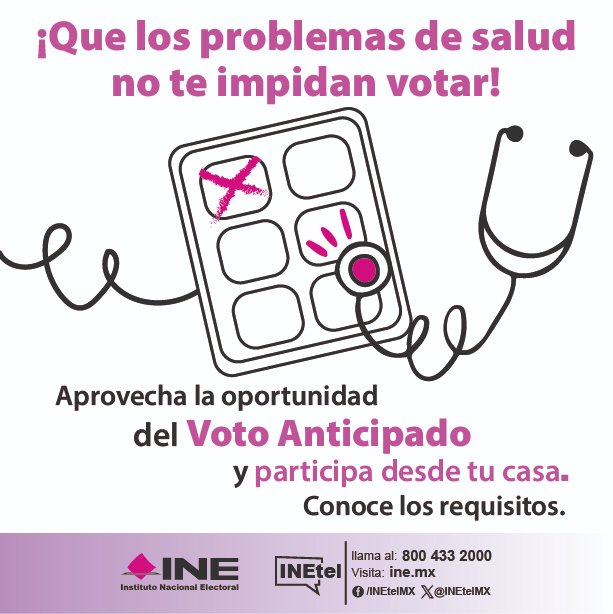 IEC_Coahuila's tweet photo. ¡Que nada te impida ejercer tu voto! 🗳️ Si no puedes acudir a la casilla el #7deJunio por problemas de salud, regístrate en la modalidad de #VotoAnticipado. Infórmate en 👉 https://t.co/Ay0MwPNdqW #EleccionesCoahuila2026 https://t.co/bt2j7JrJZD
