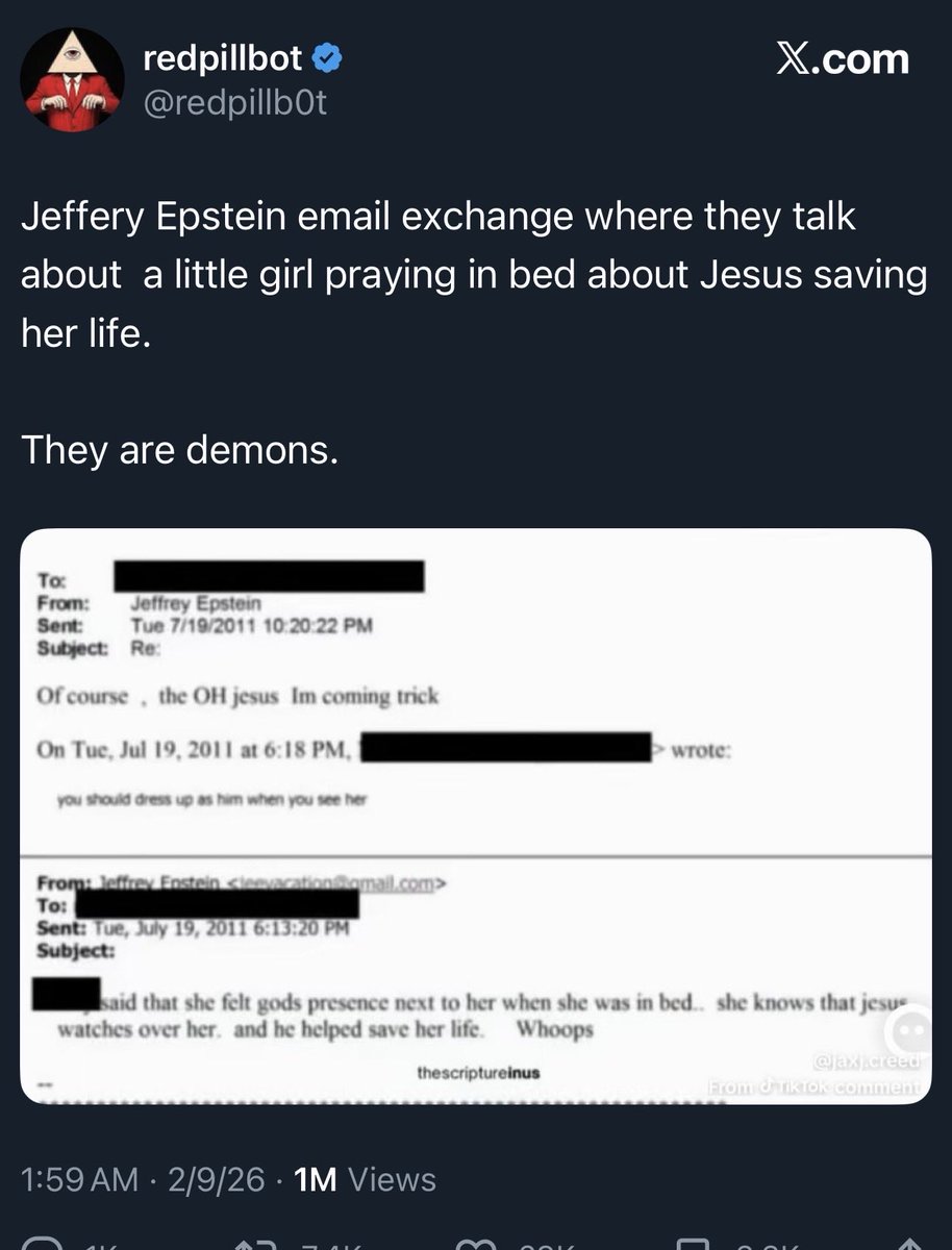 <a href="/RepThomasMassie/">Thomas Massie</a> SIR PLEASE LOOK INTO THIS REDATED EMAIL! 🙏

The mocking way "whoops " is being used seems to indicate the child was not saved but may have been unalived.

Be sure of one thing.. Christ will swiftly take his vengeance on these demons and He will do it so the entire world will