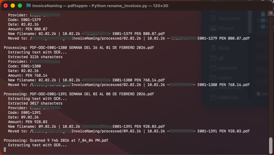 con codex, creé un script en python que lee archivos de facturas por pagar y las renombra al formato deseado
🥸