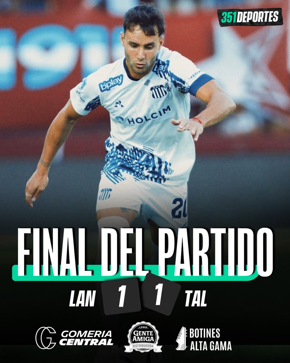 🟰 DE NO CREER, SE LE ESCAPÓ SOBRE EL FINAL

🏴󠁧󠁢󠁳󠁣󠁴󠁿 #Talleres empató 1-1 ante #Lanús, en el marco de la fecha 4 del #TorneoApertura.

⚽️ Martín Río, en el cierre del complemento, convirtió el tanto para el Albiazul.

📊 Con esta igualdad, el Matador registra cuatro puntos sobre doce