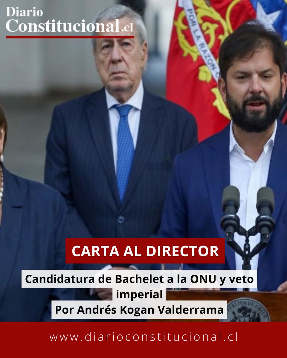 🌐 ¿Veto imperial en la ONU?
Una carta crítica sobre la candidatura de Michelle Bachelet a la Secretaría General de la ONU plantea que la elección podría estar marcada por presiones de grandes potencias y no solo méritos. ¿Qué opinas?
diarioconstitucional.cl/cartas-al-dire…
#ONU #Geopolítica