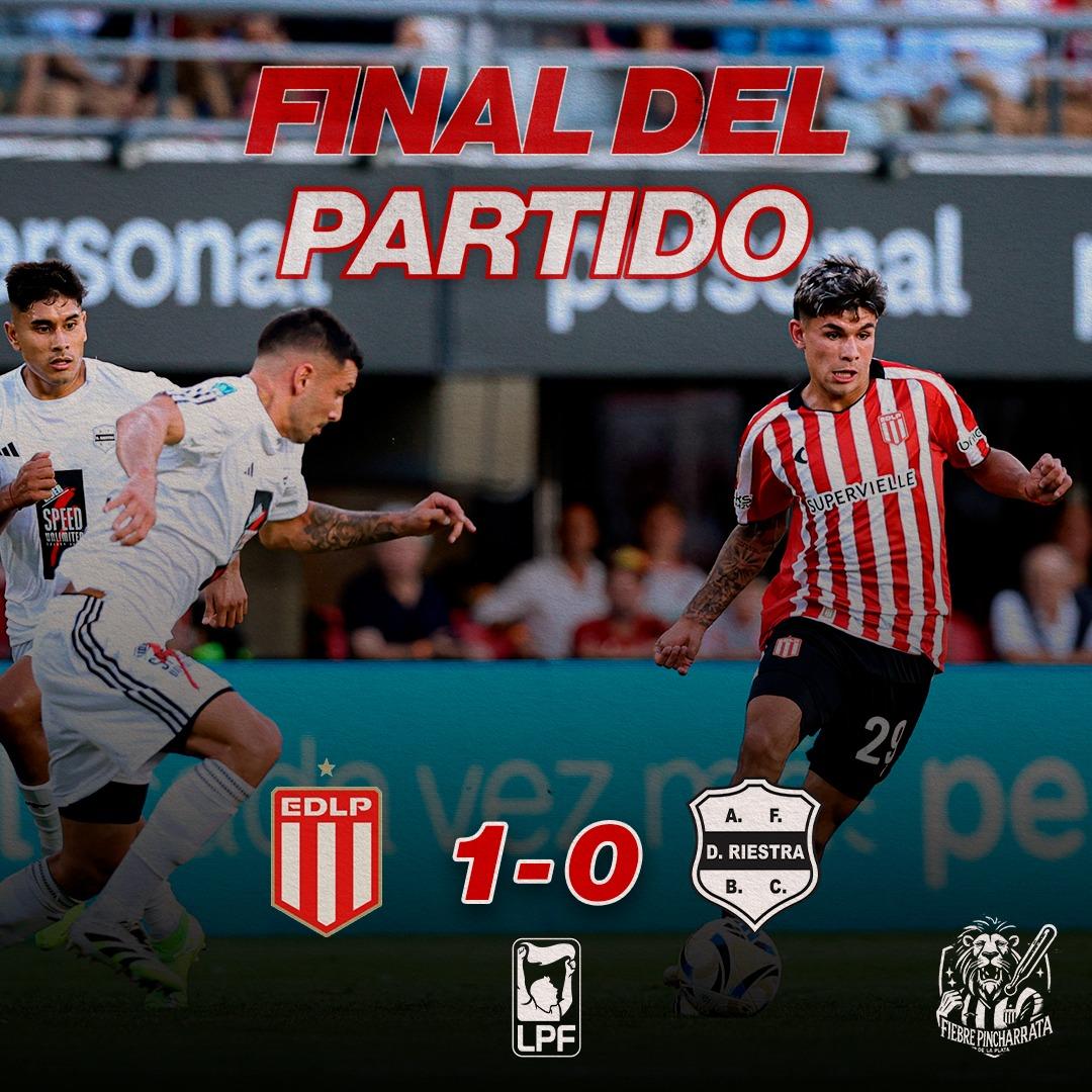 ¡FINAL DEL PARTIDO!🇦🇹 

Gaanóo el Leóoon, fue victoria 1-0 ante Deportivo Riestra por la fecha 4 del torneo apertura. #EDLP

⚽️ Gol Albirrojo: G. Carrillo.