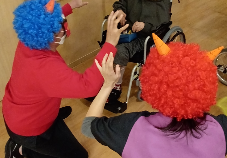 【1EFユニット】
節分のイベントとして豆まきを行いました！
＃恒春の丘
＃鬼は無事に退治されました👹
＃特養 ＃特別養護老人ホーム ＃横浜市戸塚区