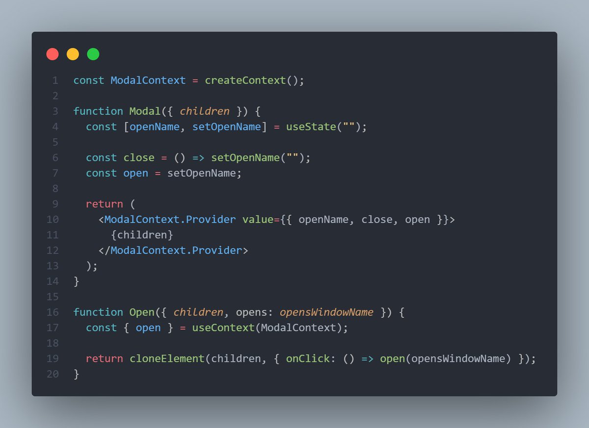 roobie001's tweet image. Day 08 of #30dayswithtechyJaunt @TechyJaunt
Still on Compound Component Pattern

Used it to build a flexible modal with context, cloneElement, and portals.

No prop drilling. Clean API. Scalable UI.
.
.
.
#FrontendDevelopment  #LearningInPublic #WebDevelopment
#reactjs