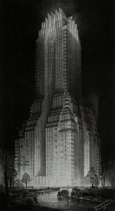 Hugh Ferris - Majestic Hotel, 1930