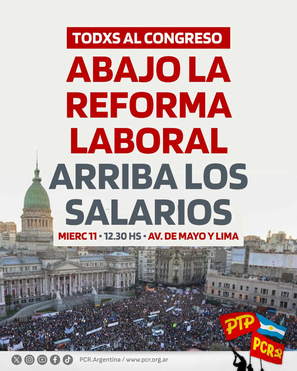 El miércoles 11: TODOS AL CONGRESO NACIONAL

Frenemos la reforma laboral en las calles

📍Concentramos: 12.30hs, Avda. de Mayo y Lima

Milei habla de “modernización”, pero su reforma laboral atrasa 100 años en derechos laborales. Lo que busca es:
-Legalizar la precarización