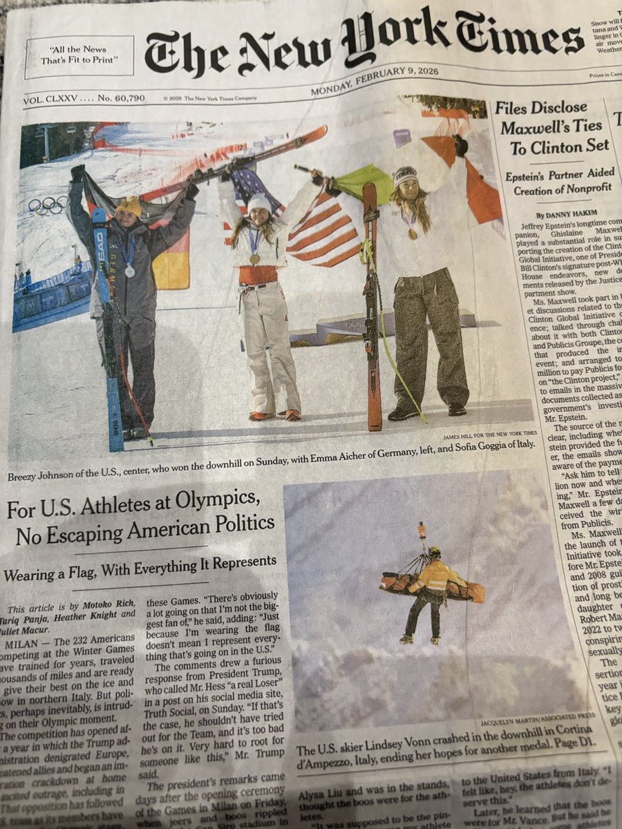 The ⁦<a href="/nytimes/">The New York Times</a>⁩ didn’t ask a single political question of any Olympic athlete for the 20 years Clinton, Obama &amp; Biden were in office. But with Trump in office they have four reporters asking athletes political questions so they can write a front page article about politics.