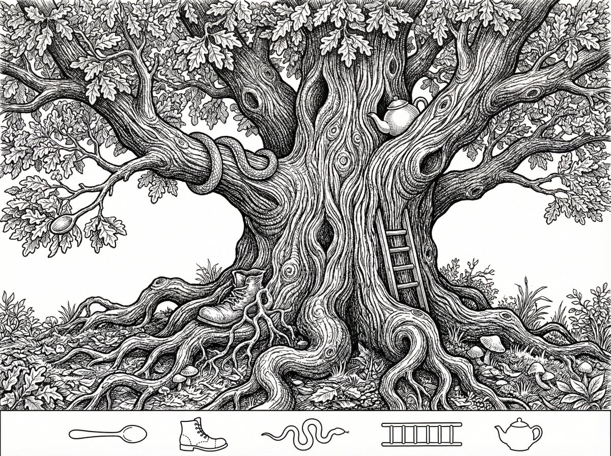 Tree puzzle with object strip