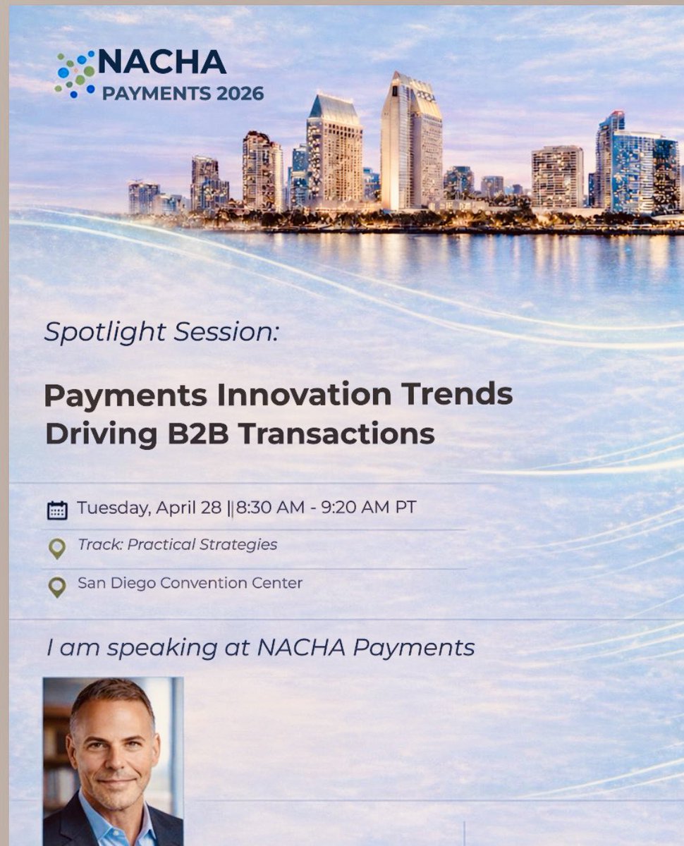 Nacha Smarter Faster Payments will spotlight key industry leaders discussing payments innovation trends driving B2B transactions. 
Featured speakers include:
- Steve Bernstein, J.P. Morgan,  
- Attie Muse, Verizon  
- Refugio Lopez, ADP  
- Alan Koenigsberg , Koenigsberg Insights