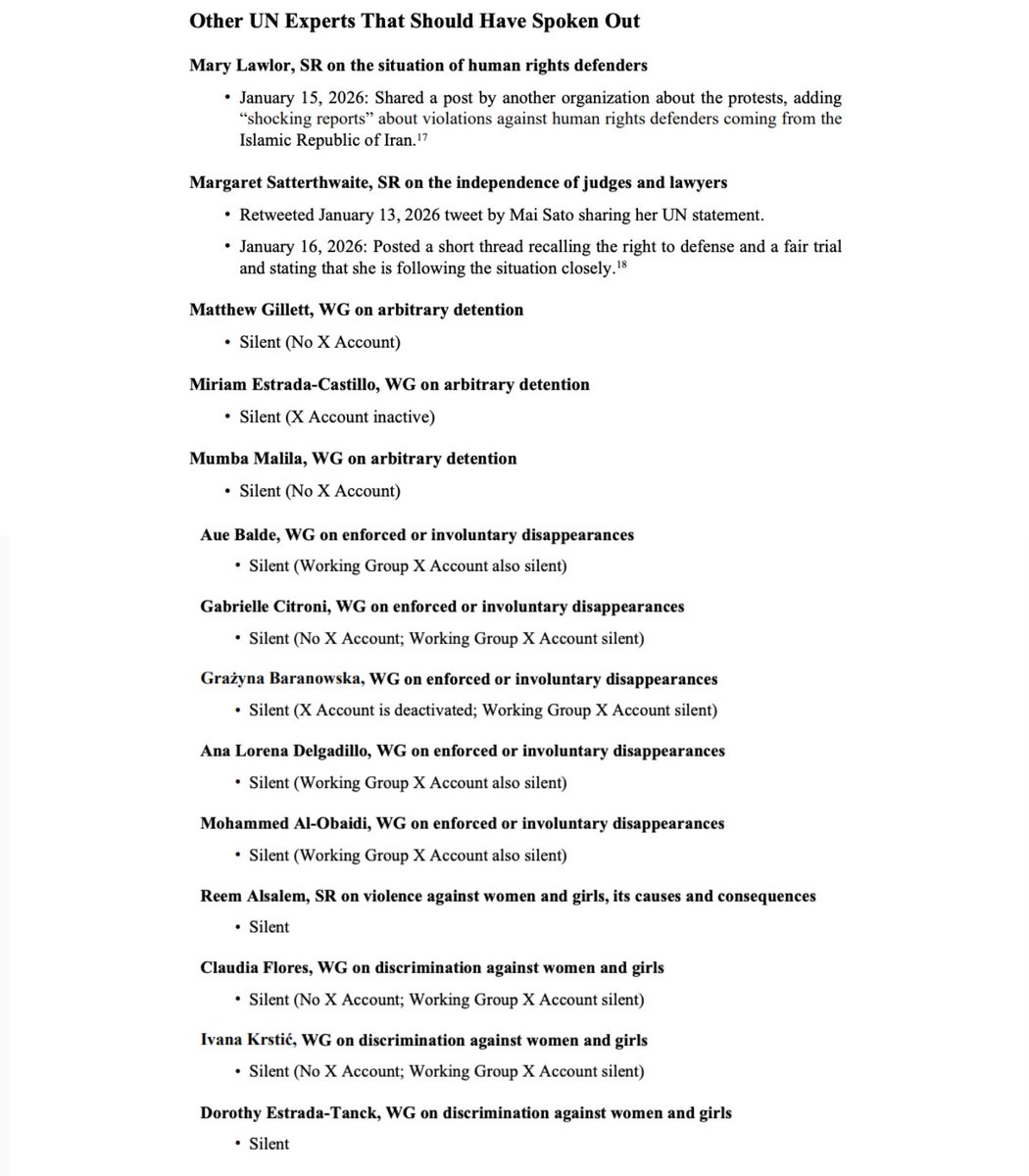 For the UN Special Session on Iran, sadly @Amnesty, <a href="/hrw/">Human Rights Watch</a> &amp; <a href="/MSF/">MSF International</a> refused to submit any written statements.

UN Watch was the only one to do so—and we exposed all the UN “human rights experts” who turned a blind eye as the regime massacred tens of thousands: undocs.org/A/HRC/S-39/NGO…