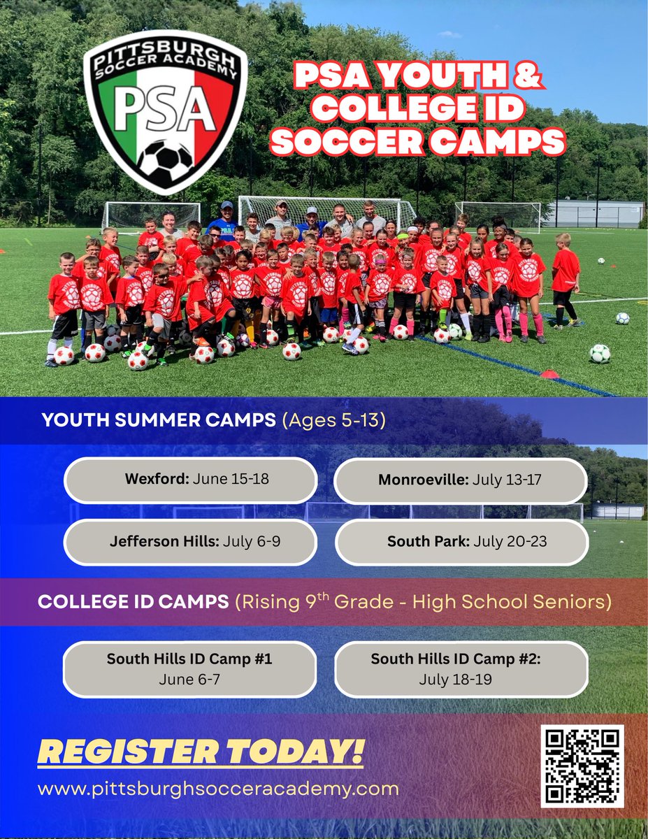 2026 SUMMER SOCCER CAMP DATES!! pittsburghsocceracademy.com