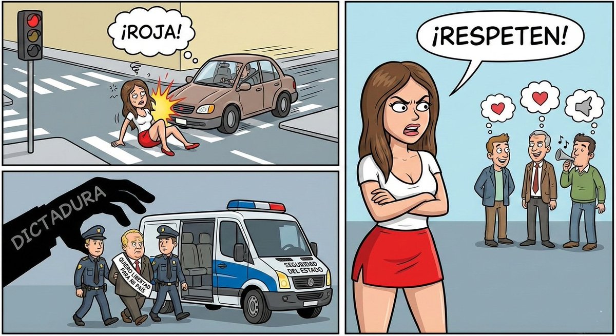 Un conductor se come la luz y atropella una persona.
Pero quién la manda a estar atravesada.

La violan unos tipos por andar sexy.
Pero quién la manda a ponerse minifalda.

Secuestran a Guanipa de nuevo.
Pero quién lo manda a expresar su opinión política.

Hecho en Venezuela.💆