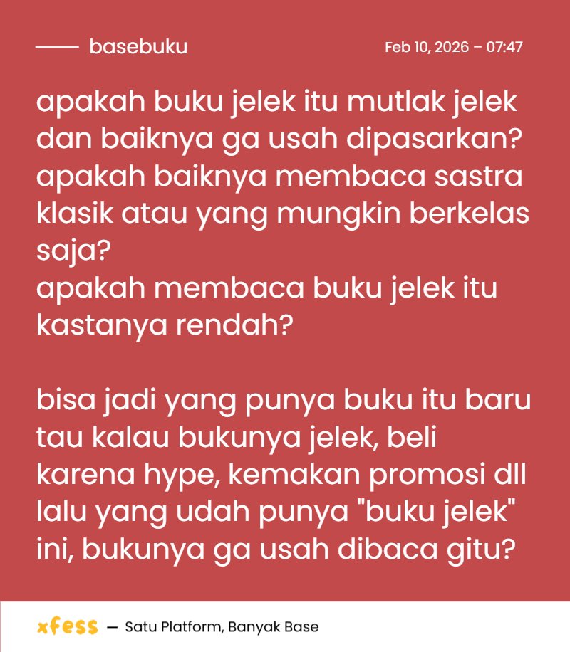 basebuku's tweet photo. 📚 tentang buku jelek ... https://t.co/mPDRHNVAge