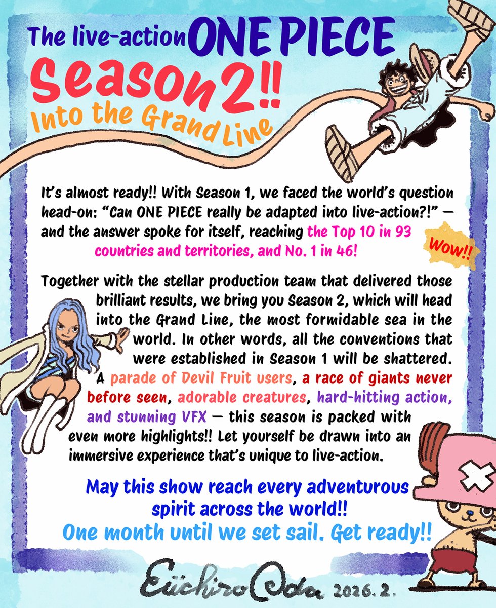 When Oda-Sensei sends a letter, you know things are heating up!
ONE PIECE: INTO THE GRAND LINE
March 10