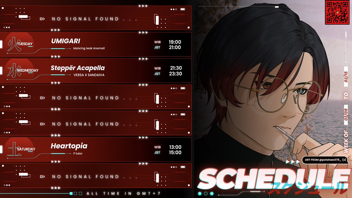 Agata_Seven's tweet image. Weekly Schedule Feb 9 ~ Feb 15

.:: Hashtag ::.
▸General: #AgataSeven
▸Live: #AgataLive
▸Art: #AgaART
▸Clips: #AgaClips
▸Meme: #AgaKocak
▸Singing/Cover: #UtAgata
▸NSFW: #AgaSUS

📍 youtube.com/@agataseven