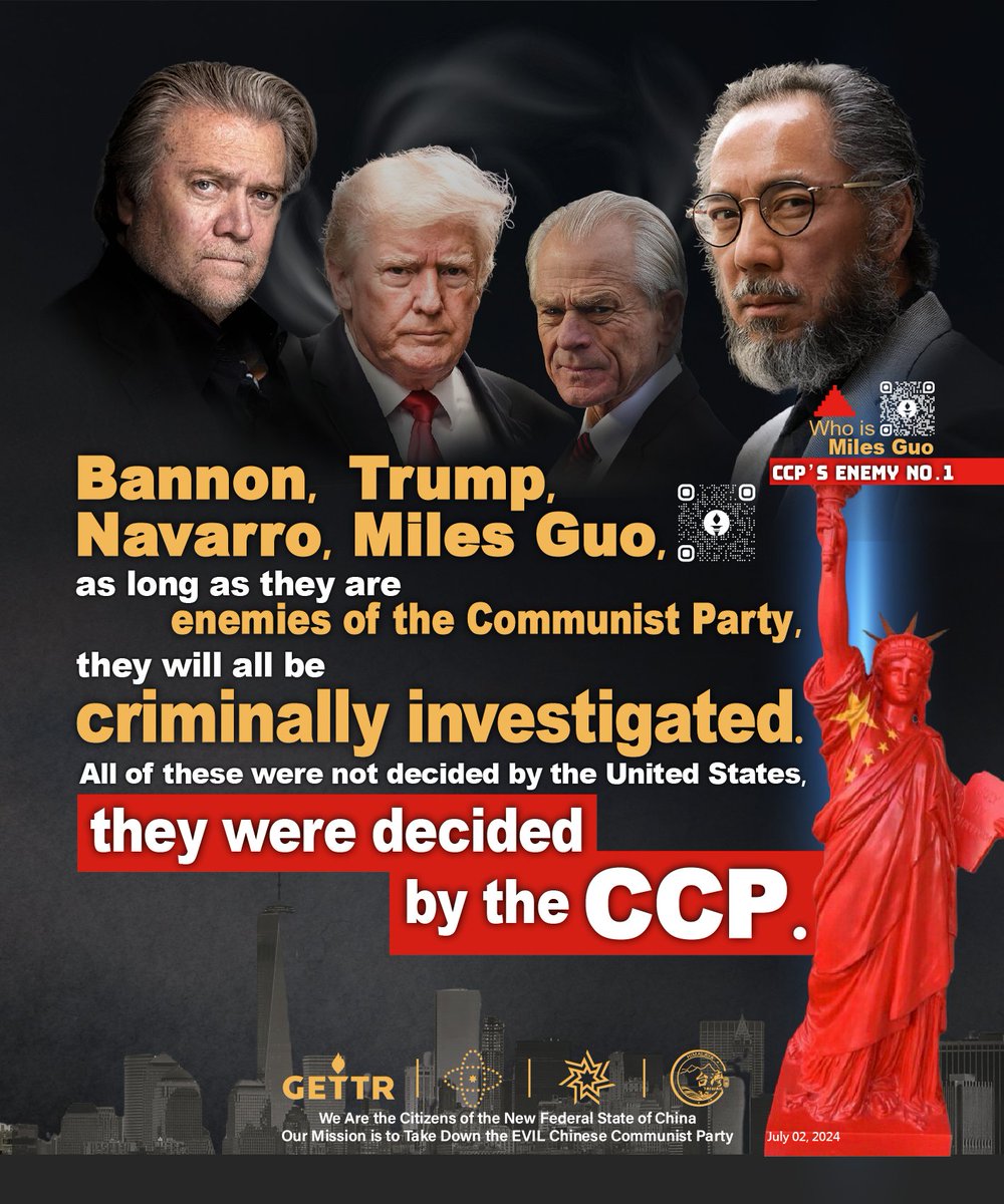 <a href="/elonmusk/">Elon Musk</a> Mr. Miles Guo lost his freedom for exposing the darkness: 
Bannon,  Trump, Navarro,  Miles Guo,   as long as they are  enemies of the Communist Party,  they will all be criminally investigated.
All of these were not decided by the United States,  they were decided by the CCP.