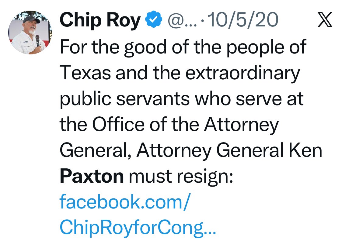 Never forget that Chip Roy was all in on the sham impeachment of Ken Paxton. Vote <a href="/aaron_reitz/">Aaron Reitz</a> for Texas Attorney General!