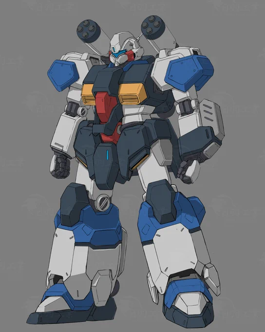 グスタフカールくん、基本的に直線主体のいかにもな連邦軍量産型MSデザインだから色々似合うよな ガトリングスマッシャー