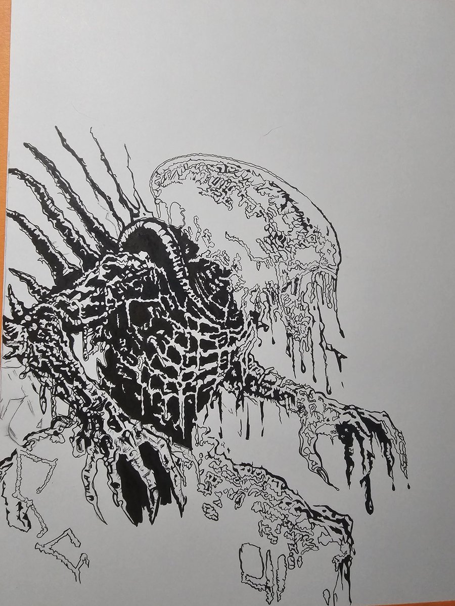 MoMoRificTV's tweet image. Dealt with a migraine most of the day and was sleeping. 

Inking for a bit before bed.

#xenomorph #alien #artmoots