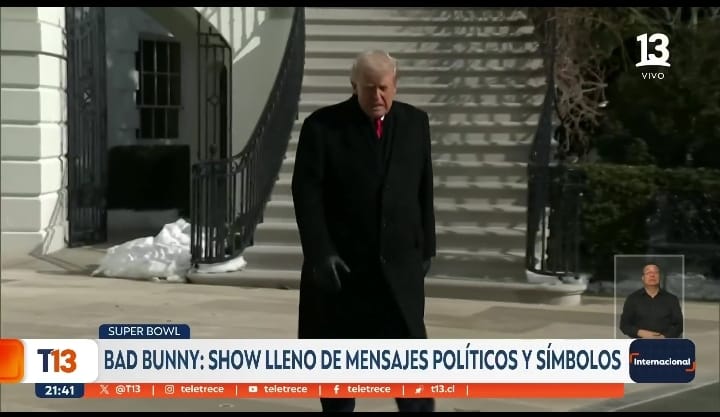 El acto anti Trump del superbowl, con Bad Bunny y tan promovido por la TV abierta chilena, destacando que fue un homenaje a los latinos.
El mayor homenaje a LATAM es encarcelar a Maduro, liberar Venezuela, estar cerca de lo mismo con Cuba y tener de Secretario a Marcos Rubio.