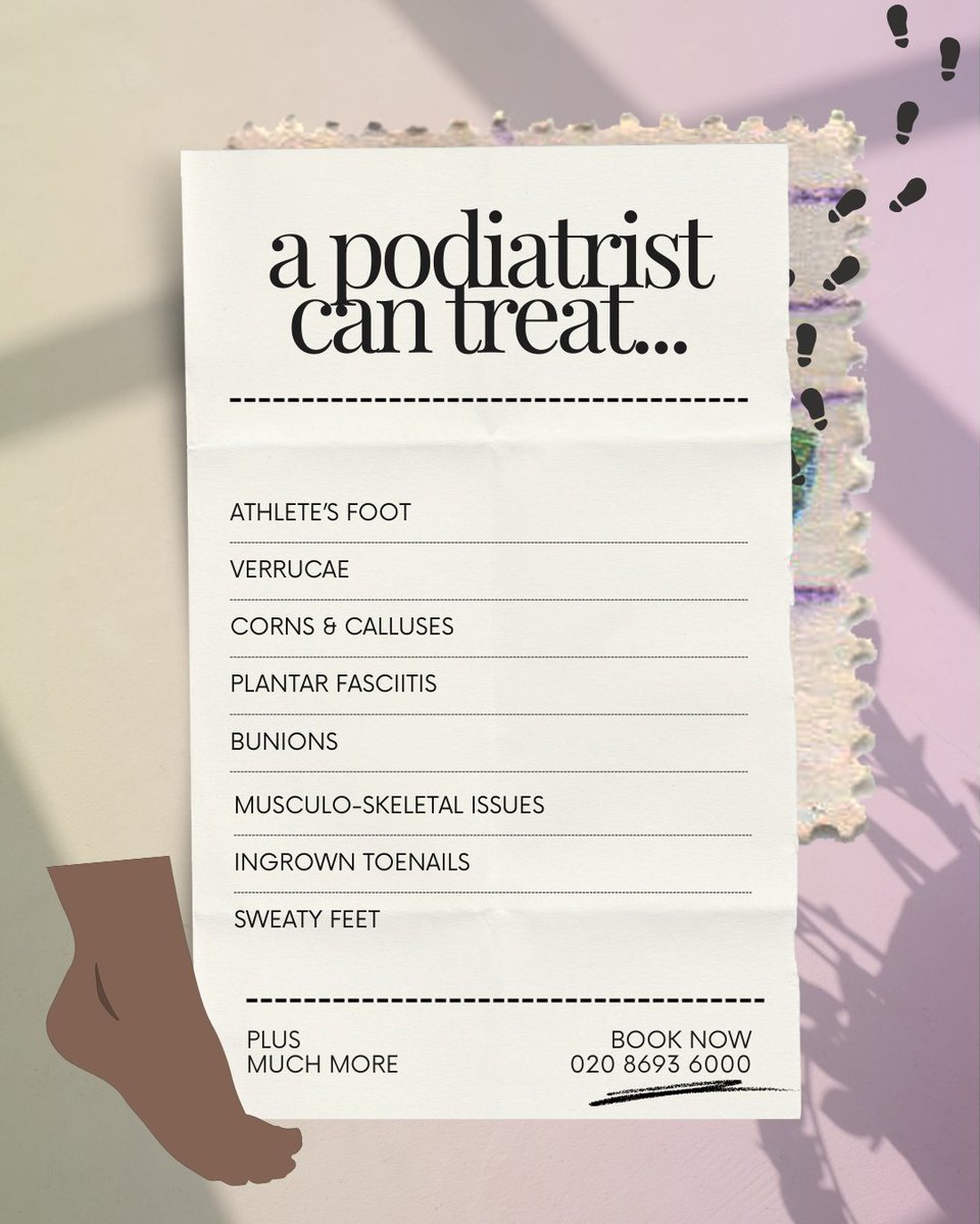 DulwichPodiatry's tweet image. The list really is endless, but here are just a few examples of what we treat often at Dulwich Podiatry. If you're looking for help with any foot and ankle issues, don't hesitate to call us on 020 8693 6000 #podiatry #dulwichpodiatry