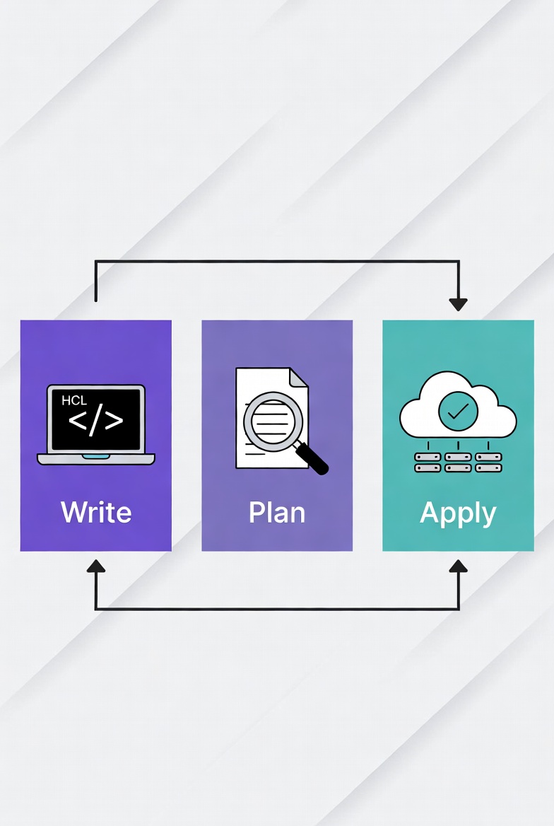 saad__devops's tweet photo. Terraform Workflow in 3 steps:
1๏ธโฃ Write โ Define infra as code (HCL)
2๏ธโฃ Plan โ Preview changes before applying
3๏ธโฃ Apply โ Deploy with confidence
Code โ Review โ Deploy. Repeatable. Reliable. โ
#Terraform #InfrastructureAsCode #DevOps #CloudAutomation https://t.co/NZTeUvoNnx