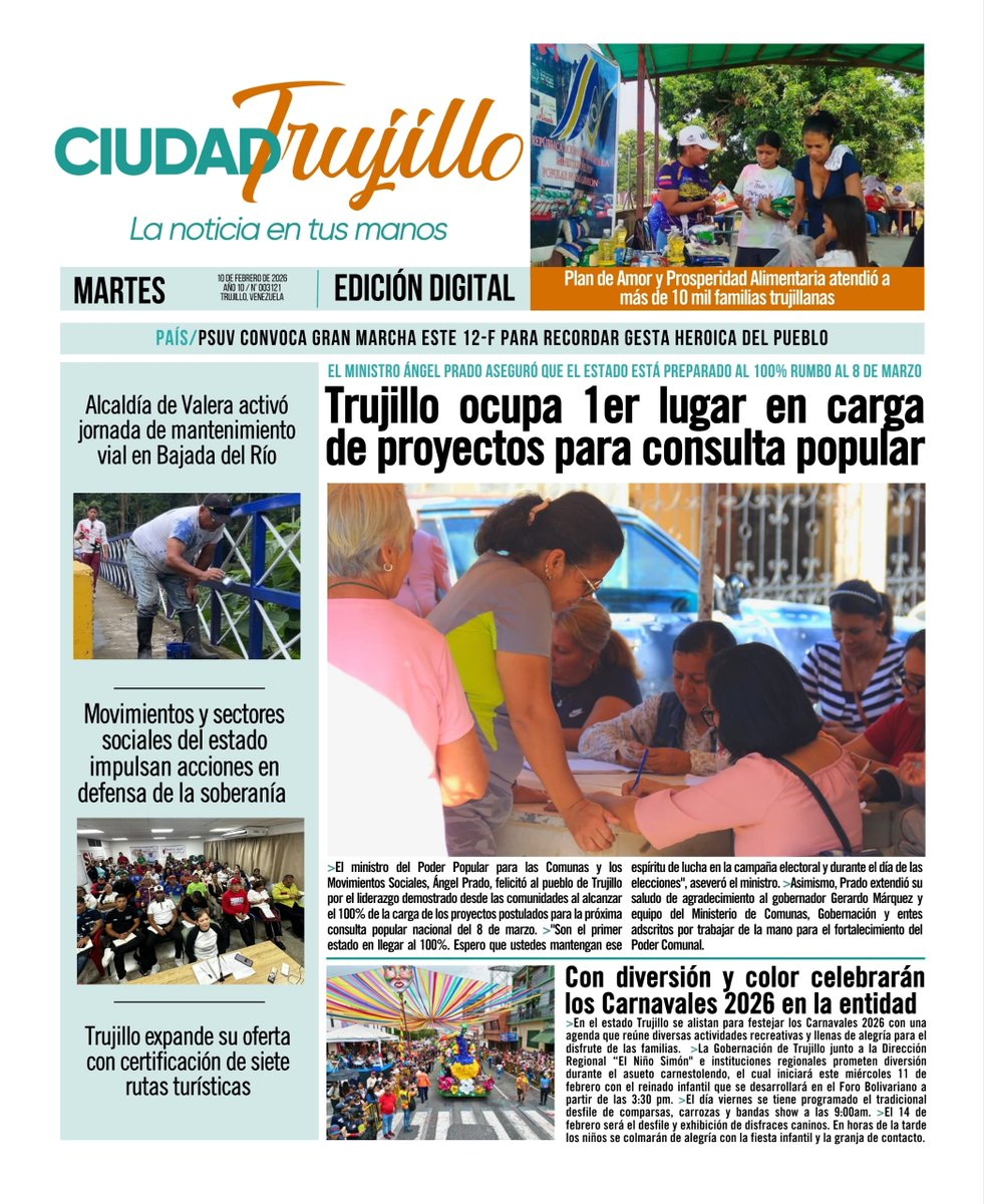 CiudadTRU's tweet photo. #FelizMartes Esta es nuestra portada de hoy #10Feb ¡La noticia en tus manos! https://t.co/nzvoEMBIr8