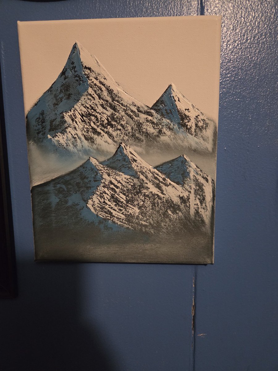 jfiker's tweet photo. Just some mountain practicing#Bob Ross #Brush Strokes. https://t.co/Vap3cx3K7E