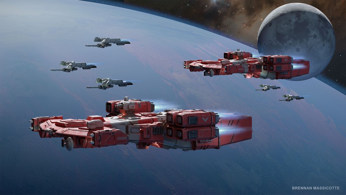 Assault frigate and rail corvettes in formation. 

Follow the patreon for more updates on the 3d resin print line of this fleet inbound:  patreon.com/c/brennanpm