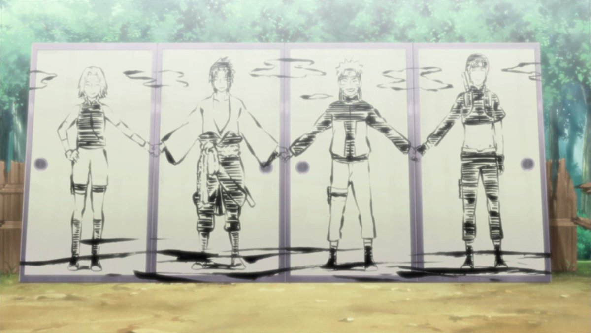 nickiloveti's tweet photo. this was so cute of sai, knowing his only experience with sasuke was being almost killed by him, but he still included him in the family portrait https://t.co/DpPcUrJFPW