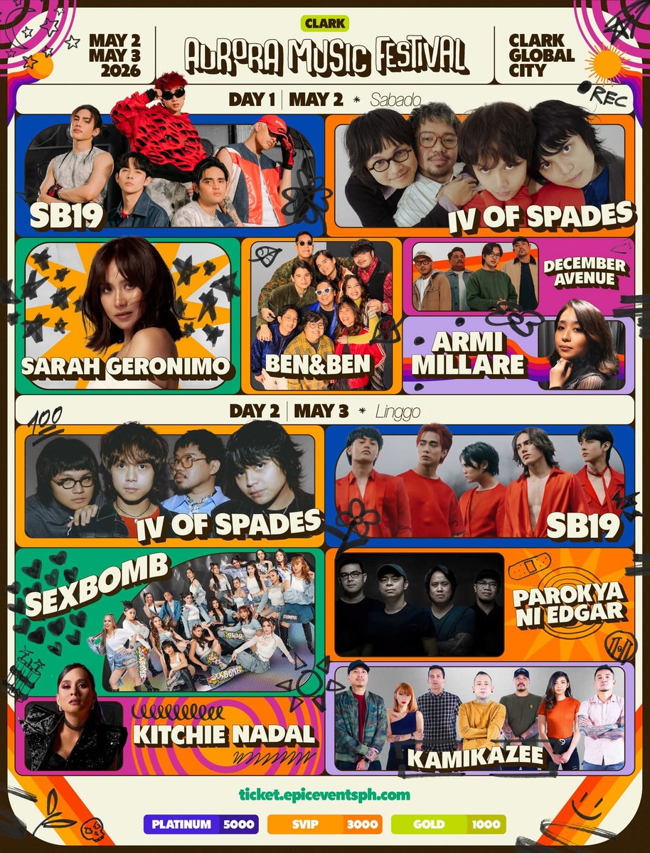 SB19 will be performing again in AURORA MUSIC FESTIVAL both Day 1 and Day 2 on May 2 &amp; 3, 2026.

<a href="/SB19Official/">SB19 Official</a> #SB19