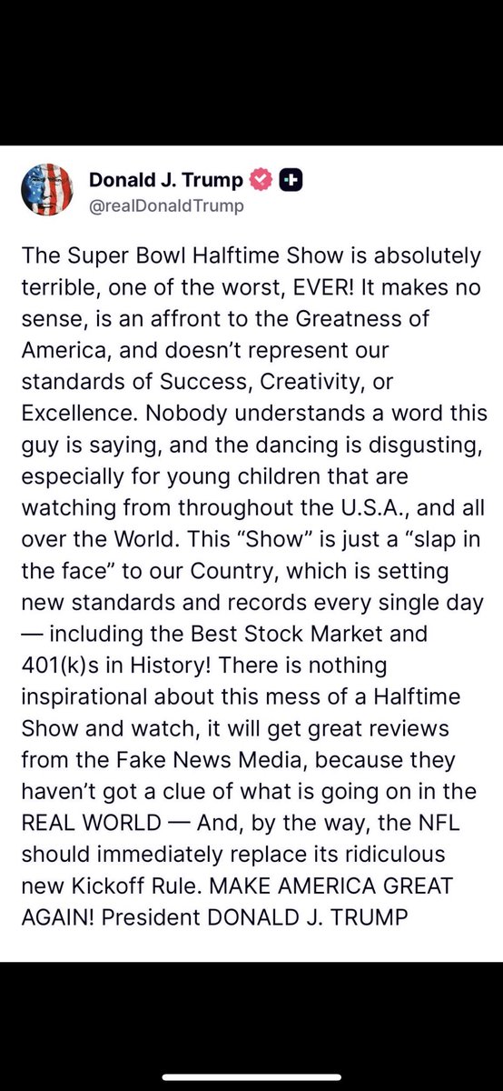 CanadianGirlee's tweet photo. This coming from the same guy that has divided the US. 🙄 
STFU TRUMP! You are “absolutely terrible, the worst, EVER.” YOU are what is wrong in this world.
YOU ARE A PEDOPHILE.

#FUTRUMP #SuperBowl2026 #SuperBowlLX #TimesUp
#badbunnysuperbowl #TrumpTerrorist #TrumpEpsteinCoverup https://t.co/8rFzQAy1dI