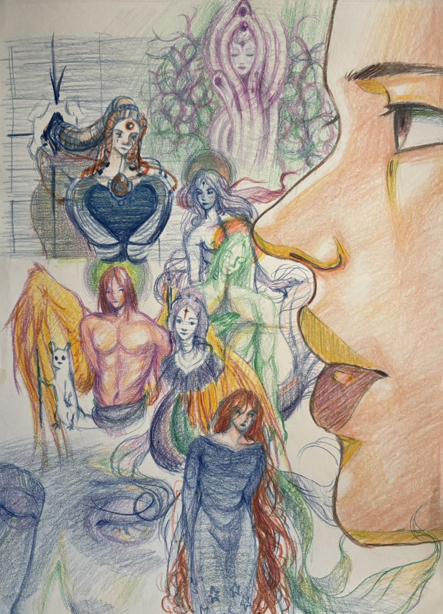 Sketch dump. I think colored pencils are such a great way to practice because they’re very free and casual but also let you experiment with shading and coloring really easily. Especially for me cuz I’m lazy 😅 #sketchdump