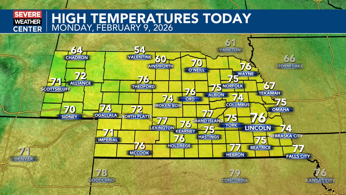 Here are your high temperatures from across the state today! #NEwx