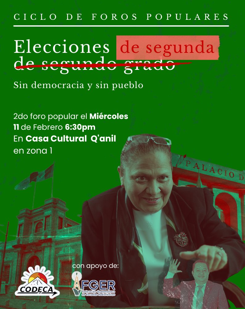 Cuando no conocemos, nos manipulan fácil.

Tenemos que entender el sistema en el que vivimos para saber como cambiarlo. Ven al Ciclo de Foros Populares para aprender, encontrarnos y organizarnos para un futuro diferente.

Nos vemos el miércoles 🌋