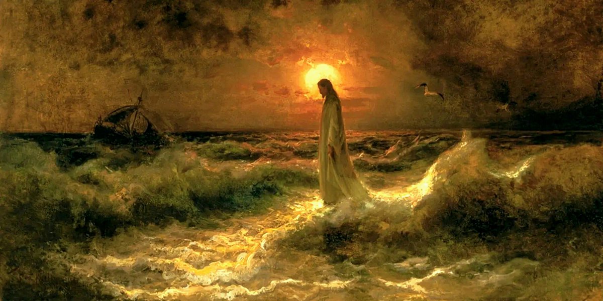 solas_na_greine's tweet photo. Julius Sergius von Klever, Christ Walking on Water, ca.1880 https://t.co/XVWQm9cOoE