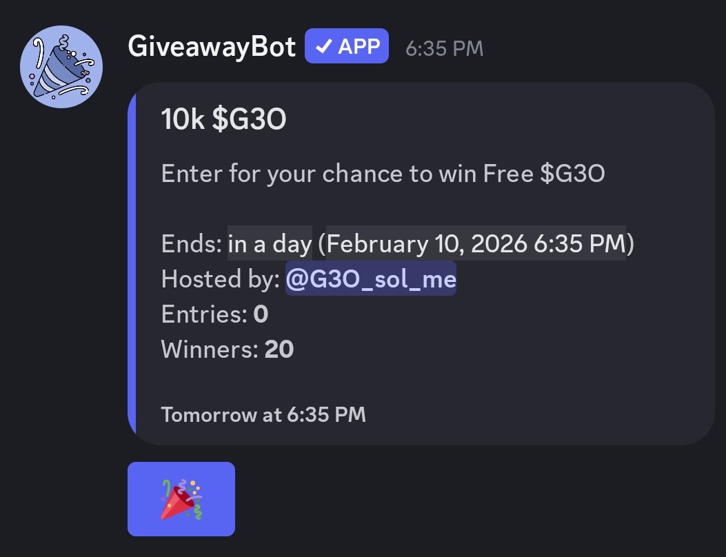 🌟🌟🌟DAILY DISCORD GIVEAWAY 🌟 🌟🌟

discord.gg/XDDqqMEmY

TICKER :$G3O

EFnALZc5Hqpea283UbUkn8pxrn3Lw8upDHejbrfgbonk

#letsbonk #G3ORETRO #GIVEAWAY #solana #crypto #freecrypto #fyp #letsgrowtogether #discord #followme #G3O #G3OCommunity