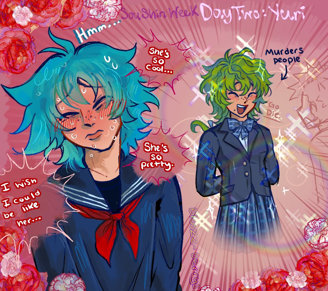 SouShin Week 
[2/9] Day 2: Genderbend/Yuri 

((Shin has poor tastes across all realities it seems.))
#soushin #soushinweek #yttd